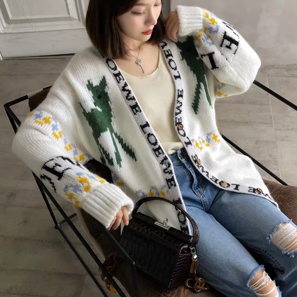 Loewe Deer Oversized Cardigan Ecru Nwt 